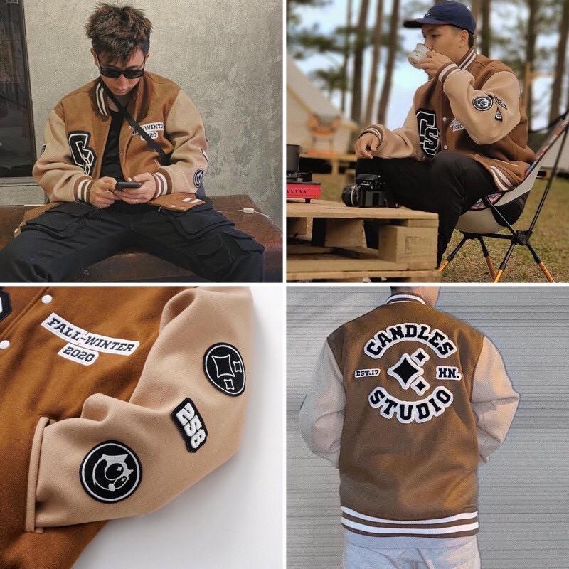Áo Khoác BOMBER/ Áo Khoác Cardigan Nỉ Bông in CS ️ màu Nâu/ Xám Form Rộng Unisex Nam Nữ Áo khoác bomber jacket nam nữ phối Nâu thêu CS lớp, chất nỉ bông siêu đẹp _ hình thật có clip