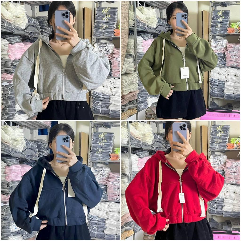 Áo Hoodie Zip Basic Croptop - Áo Khoác Nỉ form Dơi Lửng Unisex (HD100A - Kèm Ảnh Thật)