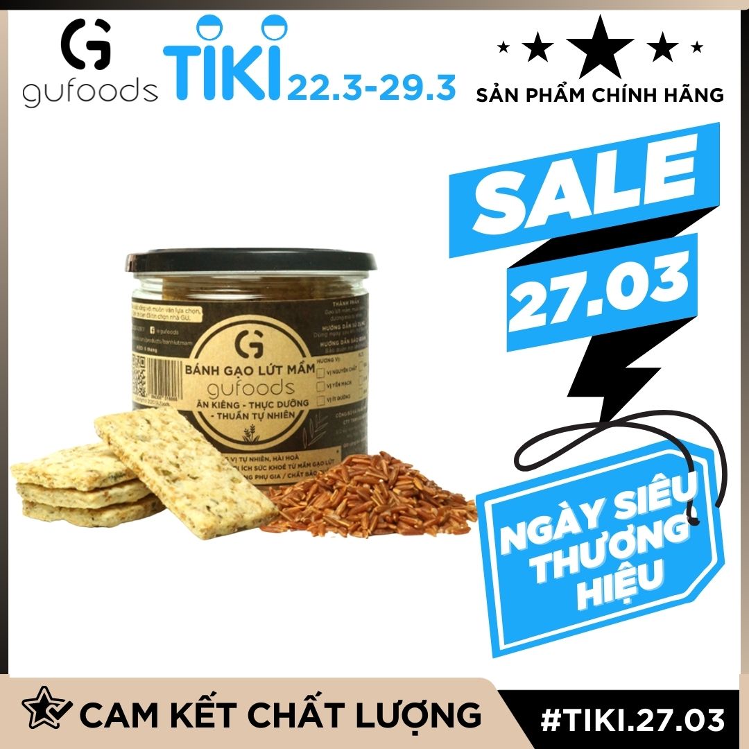 Bánh gạo lứt mầm ST25 GUfoods - Giàu chất xơ và GABA tự nhiên, Không chiên dầu, Không đường, Lành mạnh, Phù hợp Eat clean, Ăn vặt healthy, Thực dưỡng, Tập Gym, Thuần chay