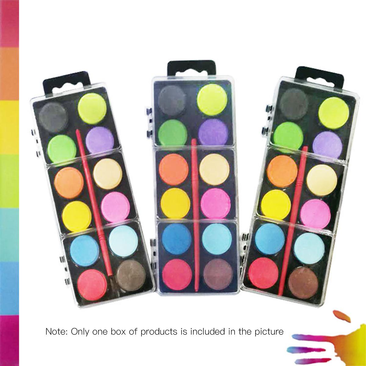 12 Colors Solid Watercolor Paint Pigment Portable Drawing Painting Set with a Paintbrush Art Supplies for Artists