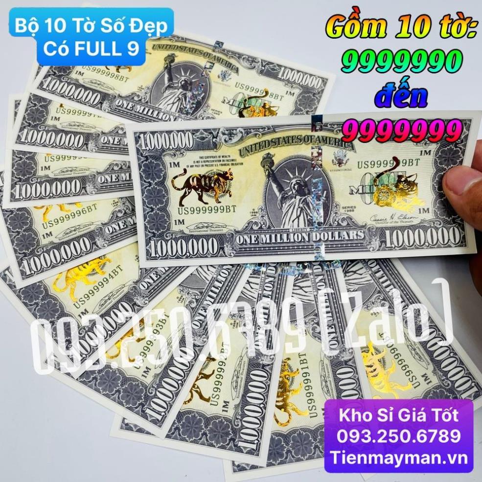 Combo 10 Tờ Seri đẹp có tờ FULL 9 , Tiền 1 Triệu USD Con Mèo Lưu niệm mạ vàng, có bảo an , Lì Xì Tết