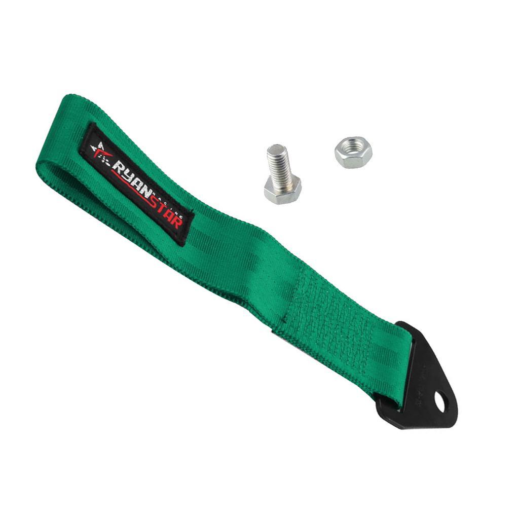 Easy Install  Car Tow Strap Set Front/Rear Bumper Hook Green