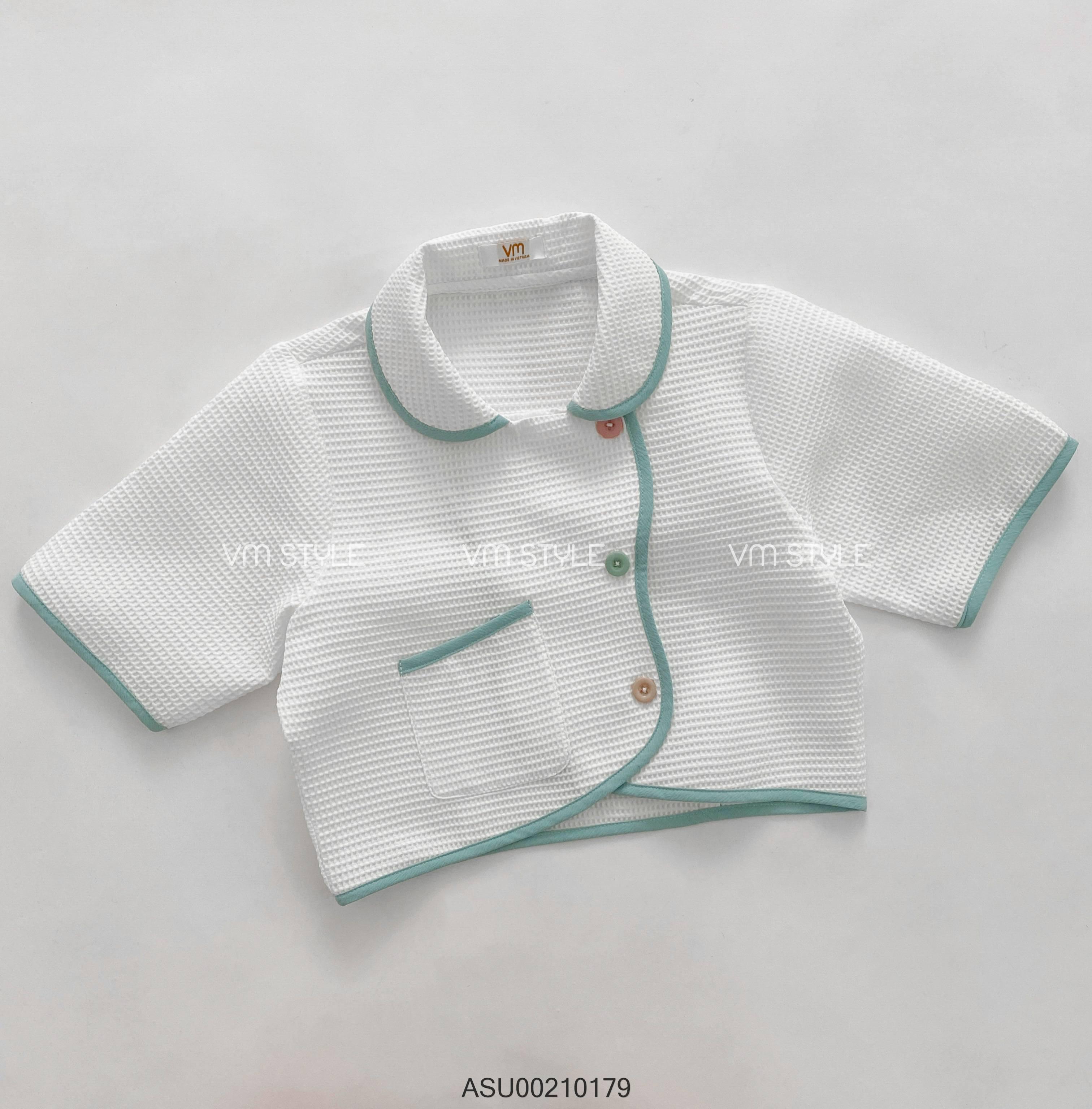 Áo sơ mi kiểu nữ VMSTYLE ASU00210 tay ngắn cổ bẻ viền màu 12188