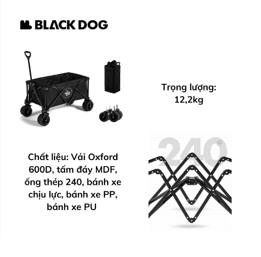 Xe kéo gấp gọn 4 chiều tháo rời bánh Blackdog BD-TC002