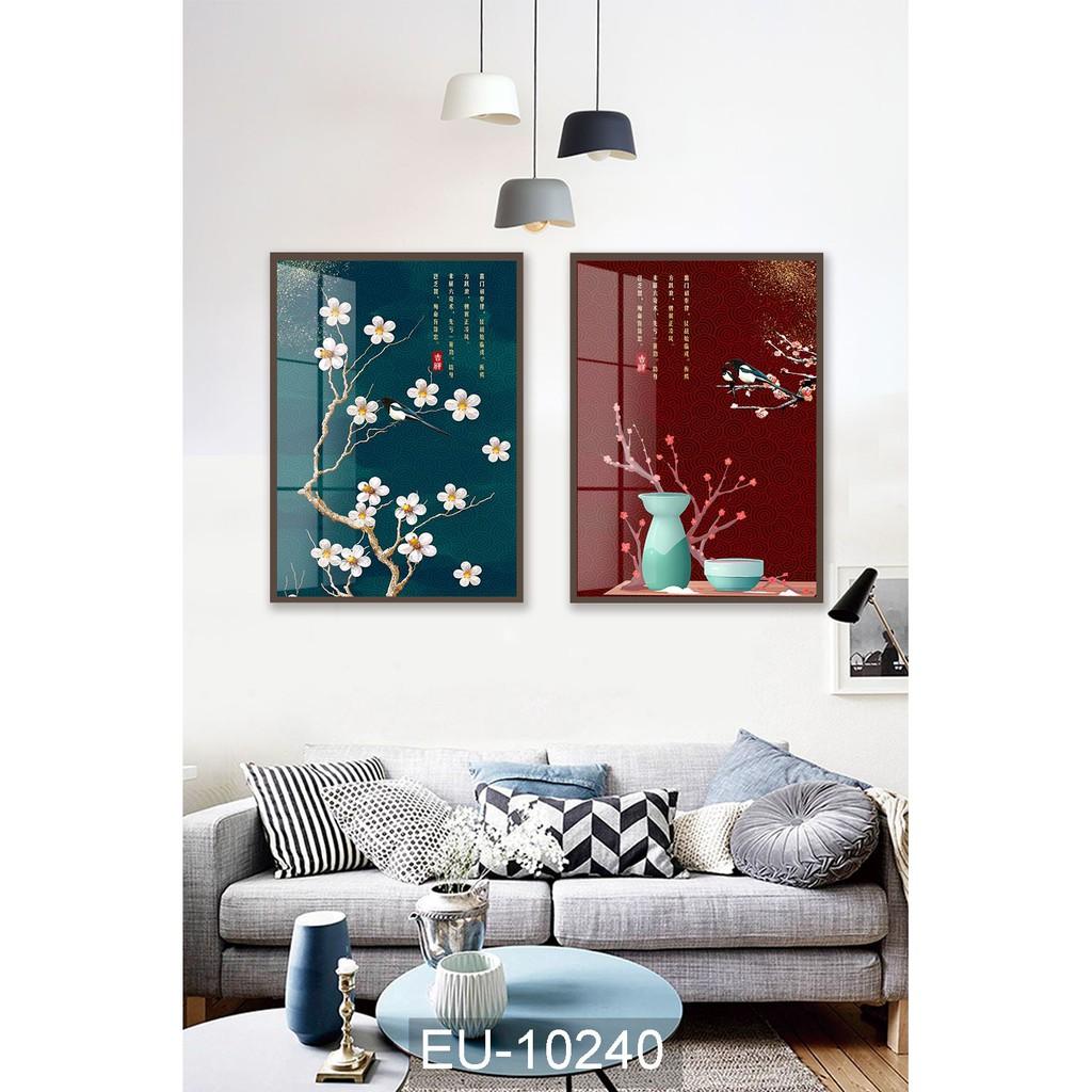 Tranh treo tường Hiện đại 2 tấm dọc 3D/Gỗ MDF Hàn Quốc chống ẩm mốc, mối mọt