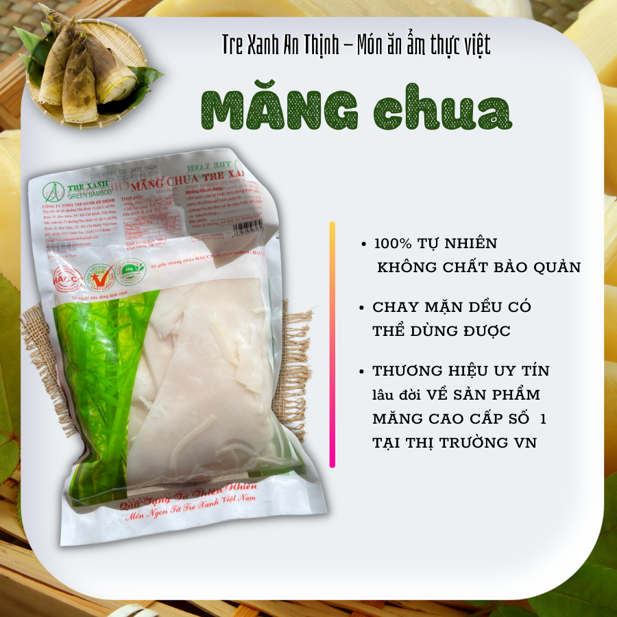 Măng Chua Thái Lát  300G Đảm Bảo An Toàn Không Chất Bảo Quản Tre Xanh An Thịnh