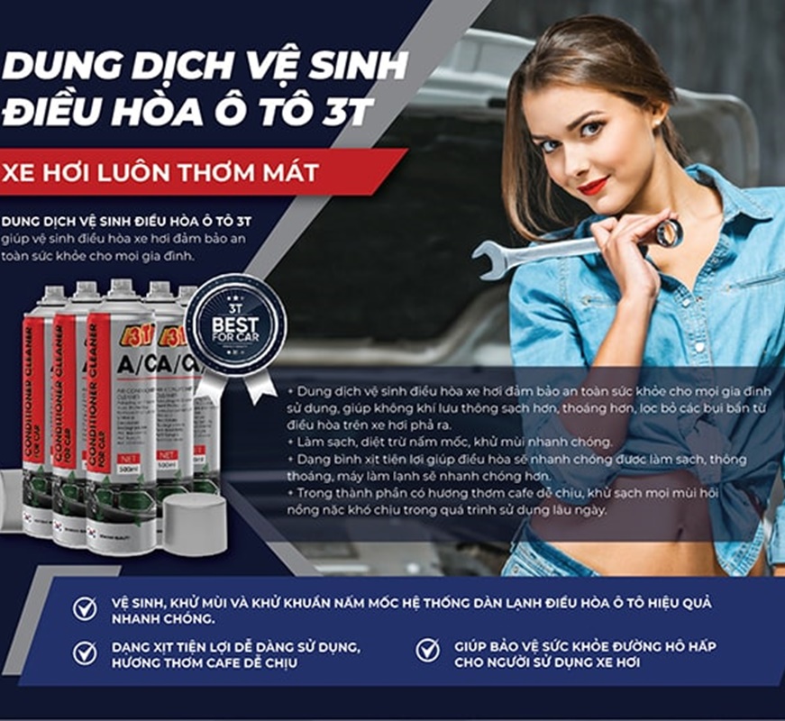 Dung dịch vệ sinh máy lạnh ô tô, vệ sinh điều hòa ô tô