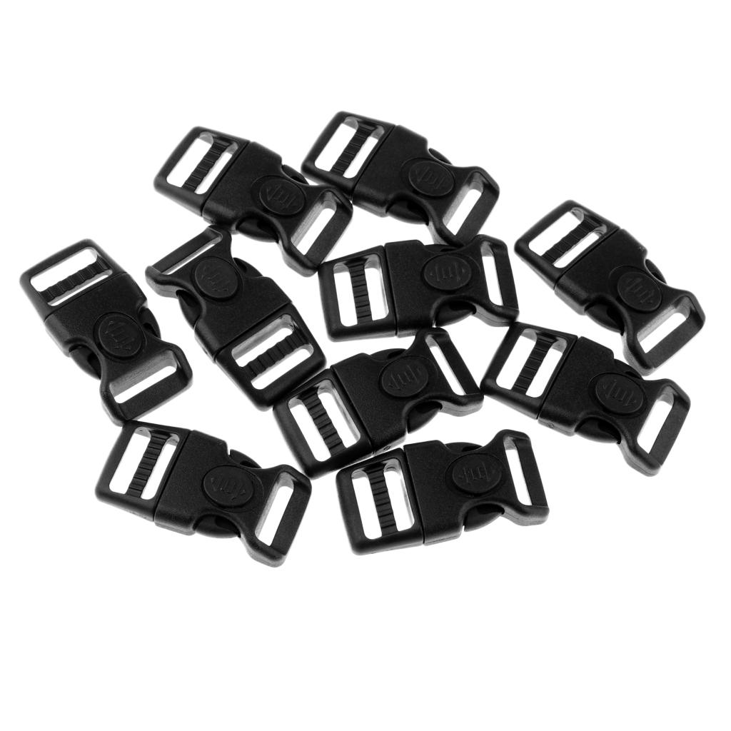 10pcs Plastic Black Curved Buckle Side Release For Paracord Bracelet