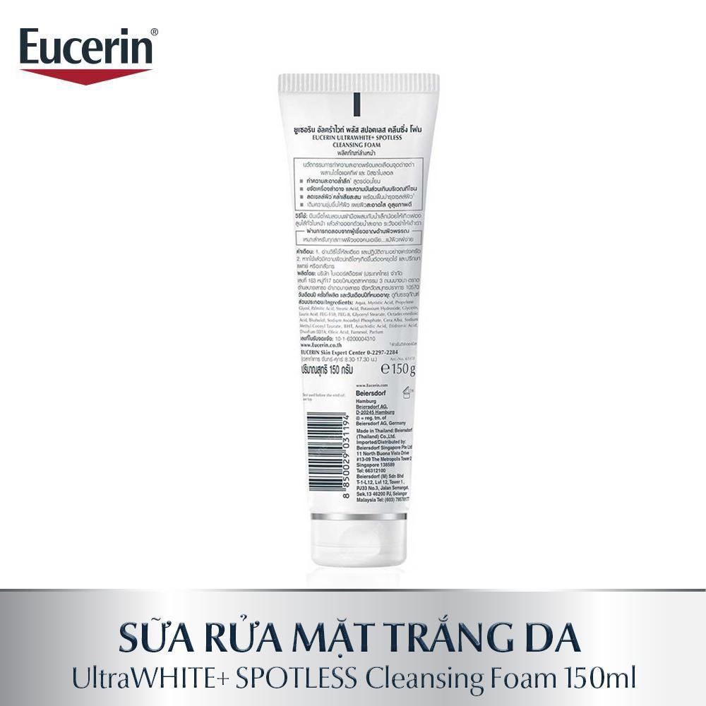 Combo Eucerin Sữa Rửa Mặt Và Kem Dưỡng Giảm Thâm Nám Ultrawhite+ Spotless Cleansing Foam 150g & Night 50ml