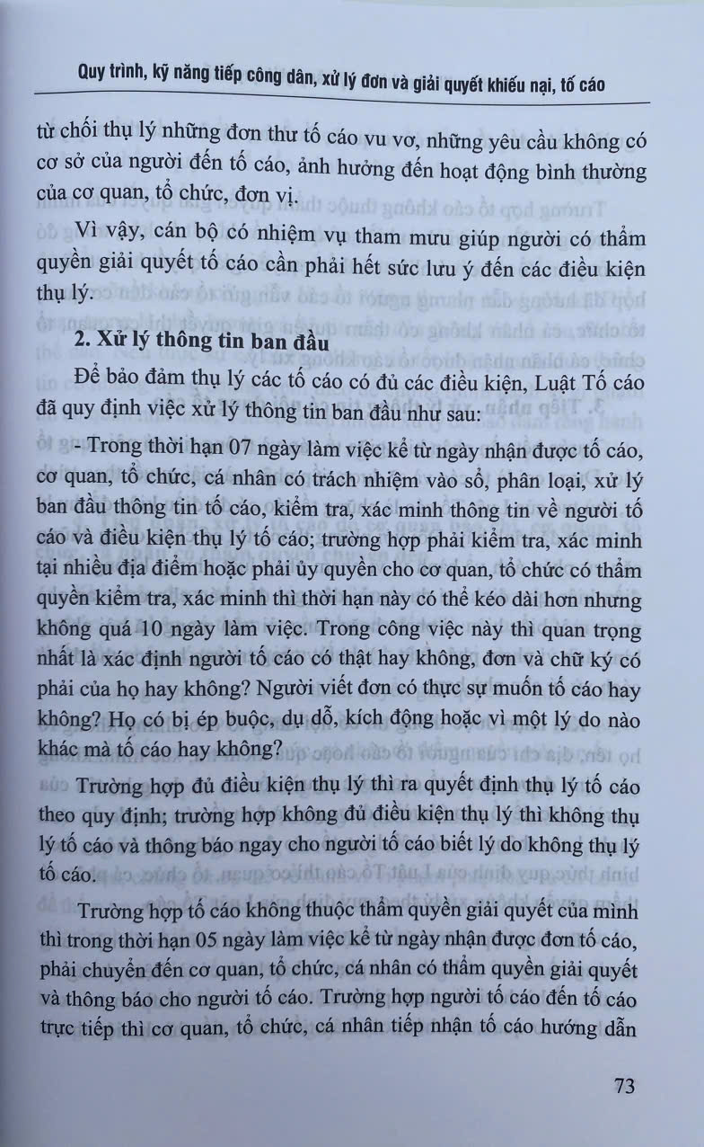 Quy Trình, Kỹ Năng Tiếp Công Dân, Xử Lý Đơn Và Giải Quyết Khiếu Nại, Tố Cáo