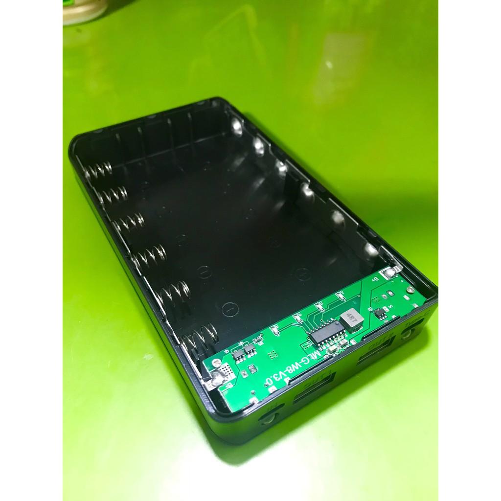 Box sạc dự phòng không pin 6 cell 18650 có cổng Type-C màu đen