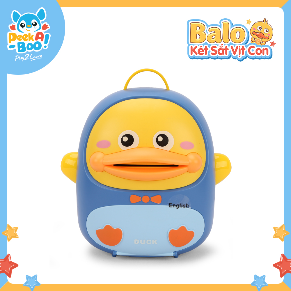 Đồ Chơi PEEK A BOO Đồ Chơi Balo Két Sắt Vịt Con Cho Bé-Xanh PAB023B