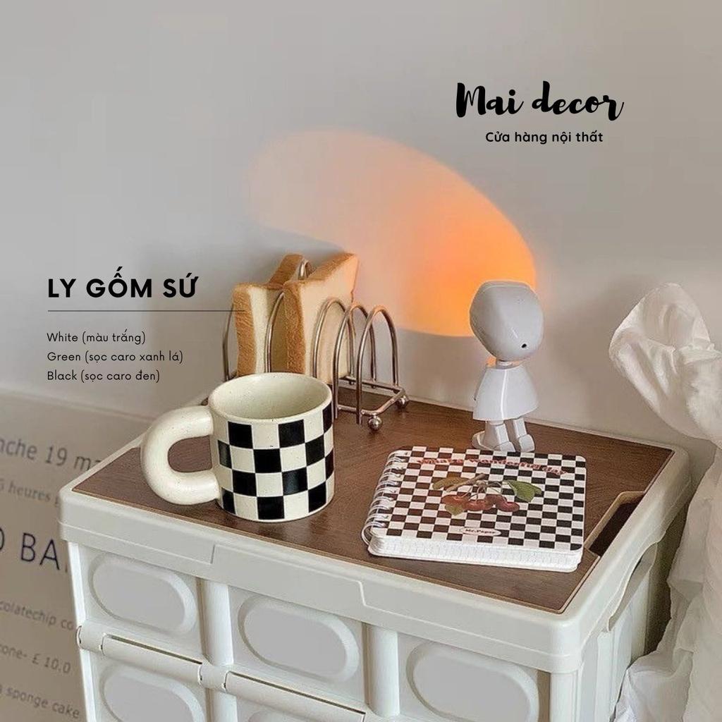Ly dĩa gốm sứ có quai cao cấp dày dặn, họa tiết trendy phong cách Hàn Quốc Chất liệu ly được nung từ gốm sứ cao cấp, th