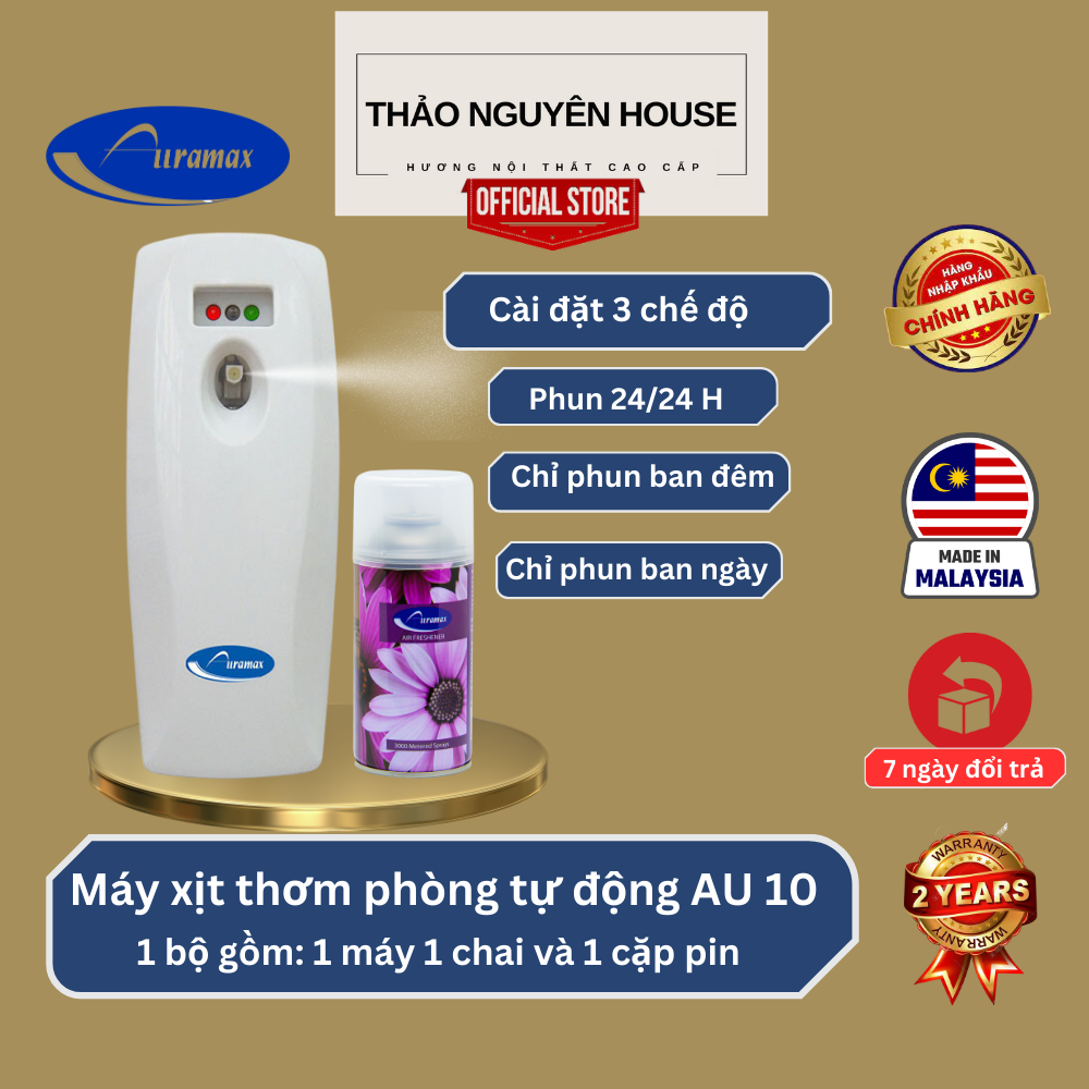 Bộ Máy Xịt Phòng Tự Động Auramax AU 10 + Chai Xịt Phòng Auramax Hương CK