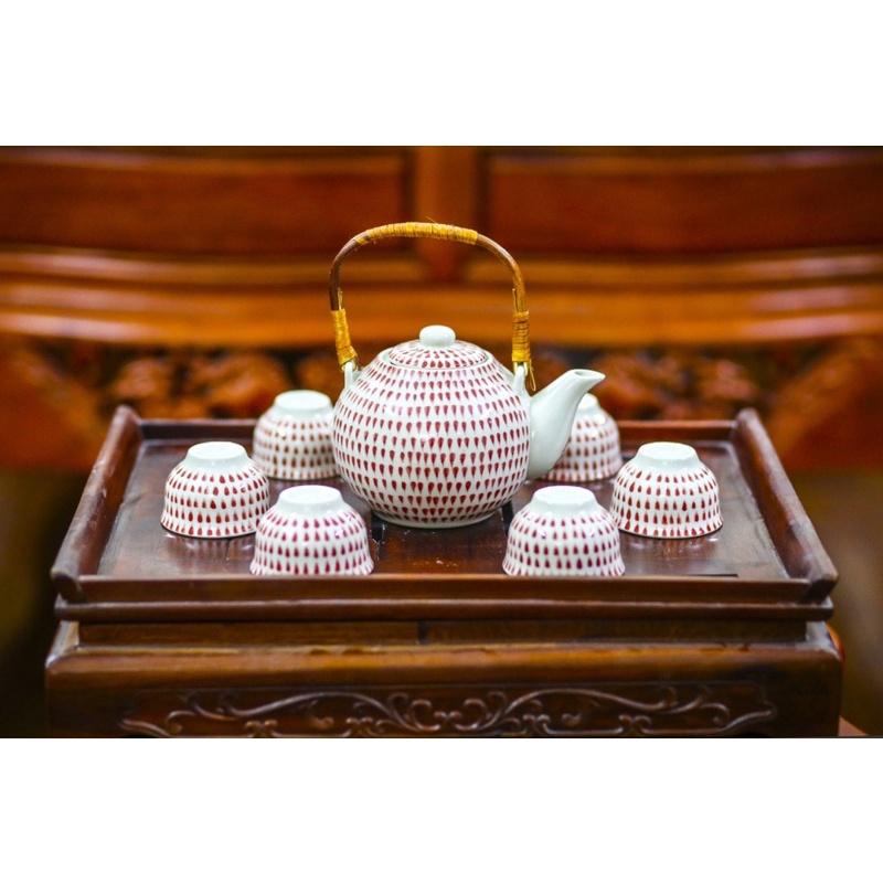 BỘ ẤM CHÉN VẼ BÁT TRÀNG️ẤM CHÉN ĐẸP️RẺ