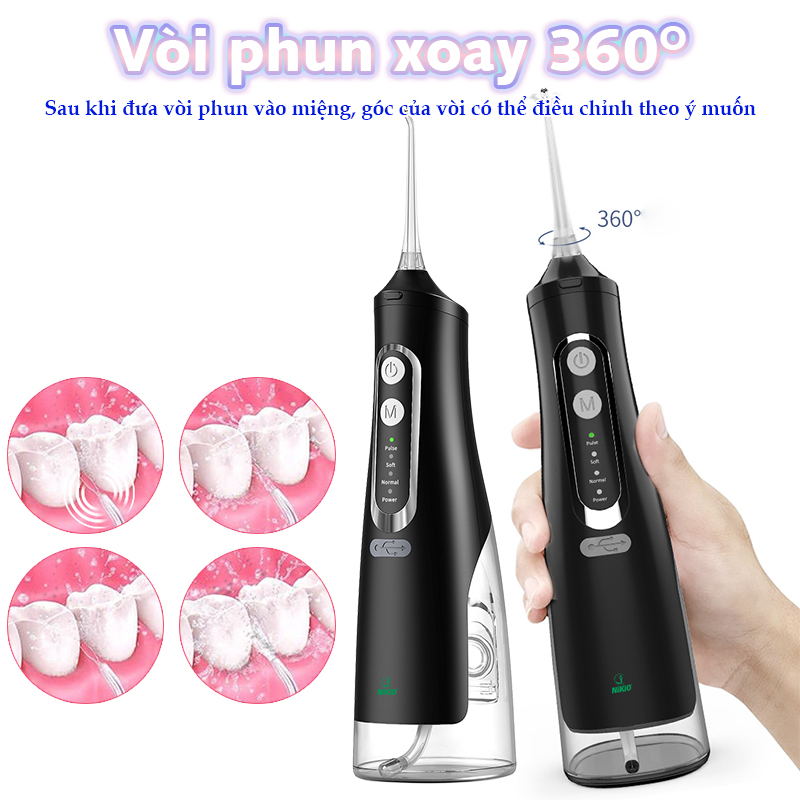 Máy Tăm Nước Cầm Tay Nikio NK-M209 - Dung Tích Lớn 360ml, Hàng Chính Hãng