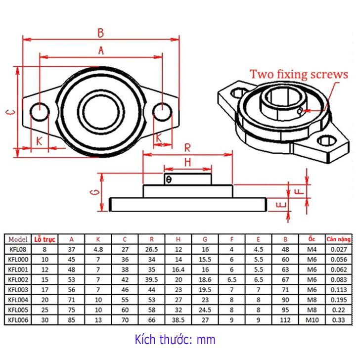 Gối Đỡ Vòng Bi Trục Ngang-15mm