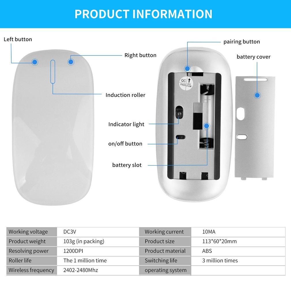 Bluetooth-Tương Thích Magic Mouse Im Lặng Sạc Laser Máy Tính Slim Thiết PC Chuột Cho Apple Macbook Microsoft