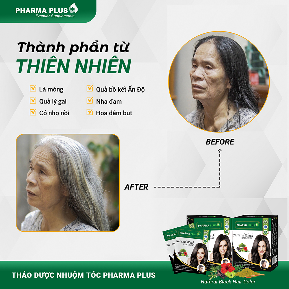 [MUA 1 TẶNG 1]Thảo dược nhuộm tóc màu Đen [Nhập khẩu Ấn Độ] | Pharma Plus - Chính Hãng