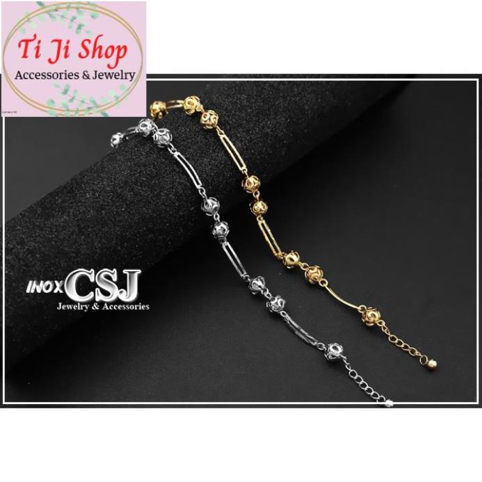 LẮC TAY NỮ TRÁI CHÂU INOX CÁCH ĐIỆU - đẹp, không đen,