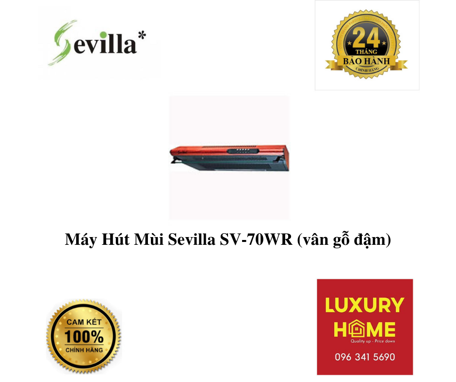 Máy Hút Mùi Sevilla SV-70WR ( vân gỗ đậm) - Hàng Chính Hãng