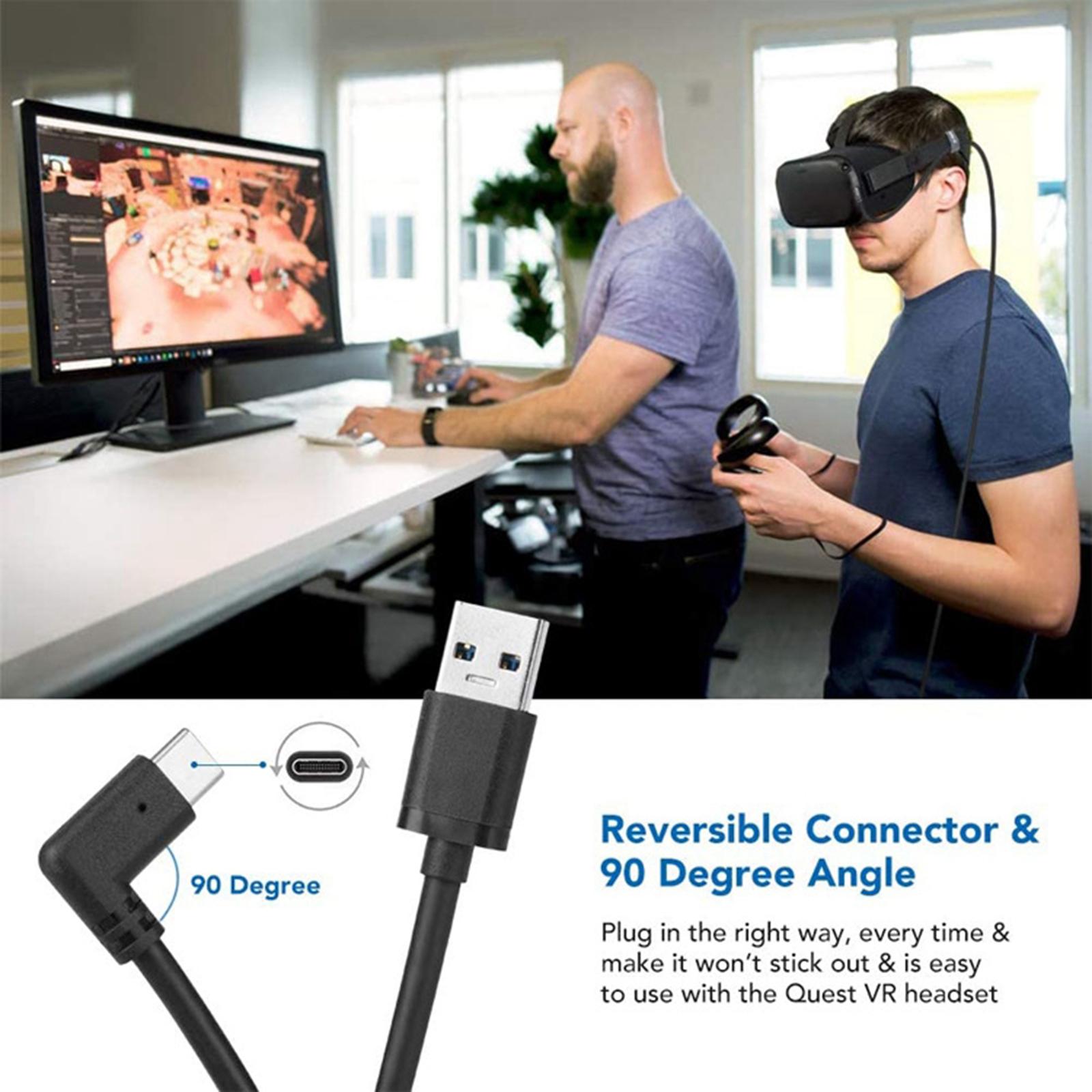 16ft Type-C to USB 3.0 Link Cable Cord with Relay Amplifier for Oculus Quest - Connects your Quest headset to a gaming PC