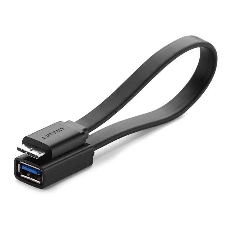 Ugreen UG10801US127TK 20CM màu Đen Cáp MICRO USB 3.0 OTG sang USB 3.0 âm dáng dẹt - HÀNG CHÍNH HÃNG