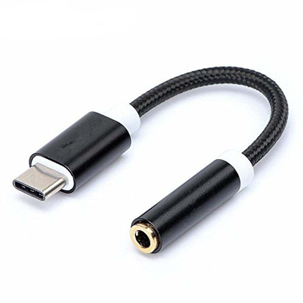 2 Pieces Nylon Braided USB 3.1 Type C to 3.5mm Female Headphone Jack Audio Adapter Cable with Aluminum Alloy Shell