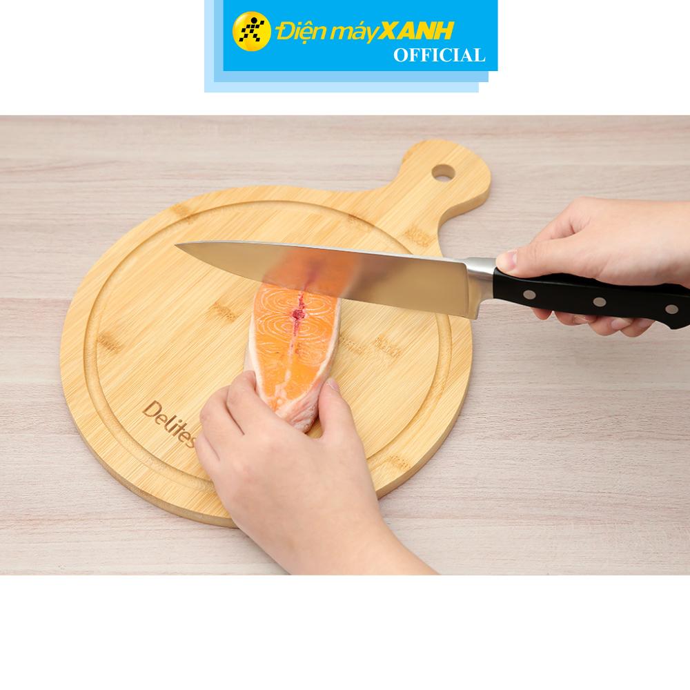 Thớt tre thái tròn có tay cầm 25 cm Delites 19102503-1 - Hàng Chính Hãng