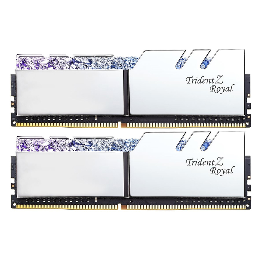 Bộ 2 Thanh RAM PC G.Skill 16GB (8GBx2) Trident Z Royal DDR4 F4-3200C16D-16GTRS Silver - Hàng Chính Hãng