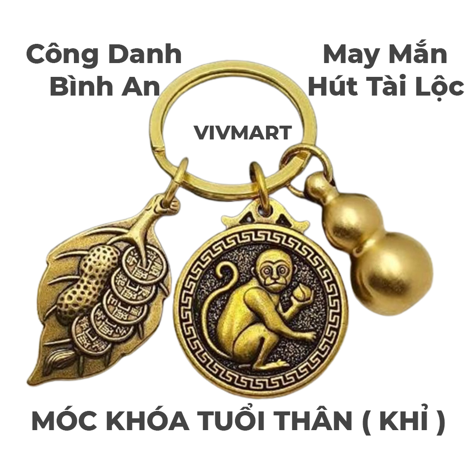 Móc Khóa Xe Máy Ô Tô Hình Con Khỉ Phong Thủy Theo Bản Mệnh Tuổi Thân