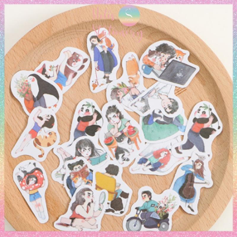 Bộ 40 sticker nhãn dán nhân vật hoạt hình sticker amine đáng iu