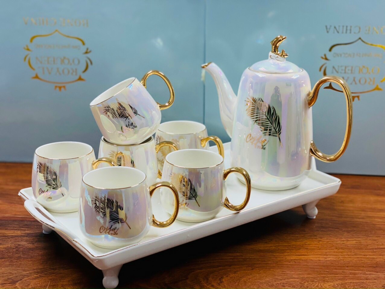 BỘ ẤM CHÉN SỨ PHA TRÀ ÁNH TRAI CAO CẤP - ABD