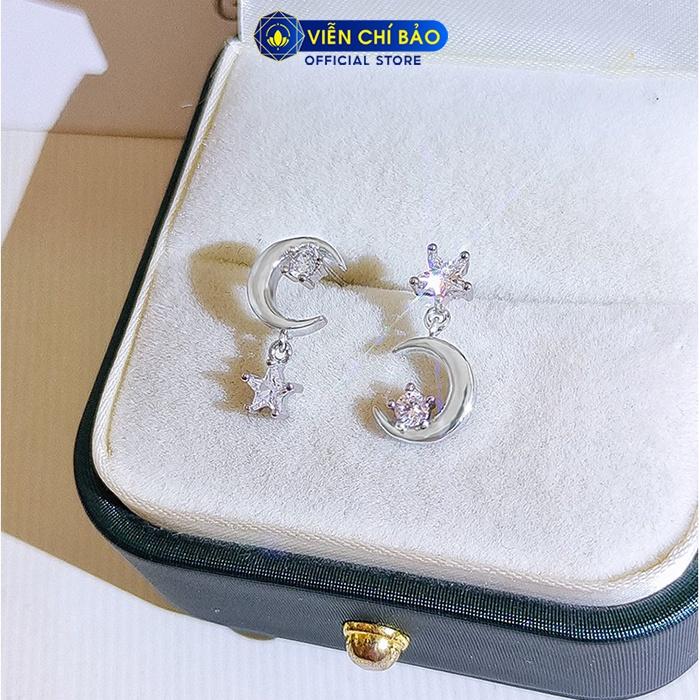 Bông tai bạc nữ Trăng Sao chất liệu bạc S925 thời trang trẻ trung nữ tính thương hiệu Viễn Chí Bảo B400350