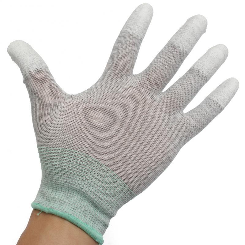 Găng Tay Sợi Carbon Chống Tĩnh Điện Nhúng Ngón Tay Chống Trượt Chống Mài Mòn Bảo Hộ Lao Động Công Việc Điện Tử Găng Tay Công Nghiệp