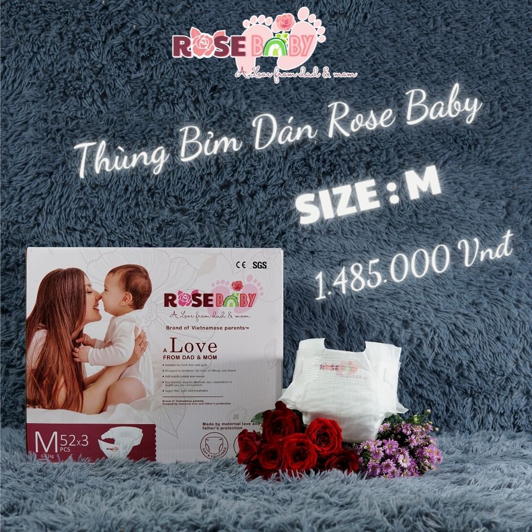 Thùng Bỉm Dán Rose Baby Size M52