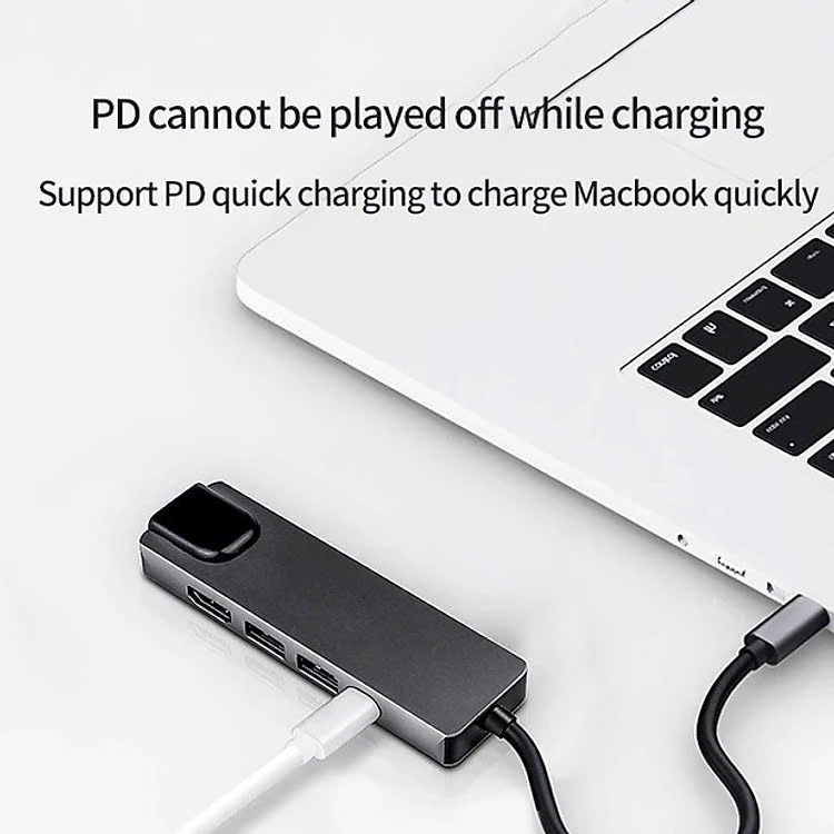 Hub Type C Adapter 5in1 HDMI 4K, USB, RJ45 - Bộ Chia USB Ra Nhiều Cổng Kết Nối Chuyển Đổi Cho Laptop PC Máy Tính Đa Năng - Hub Hỗ Trợ Sạc Pin Kết Nối Đa Năng Ổ Cứng Bàn Phím, Chuột, Máy In, Thiết Bị Chia Ổ USB - Hàng Chính Hãng - Hub Chuyển Đổi USB Type-C