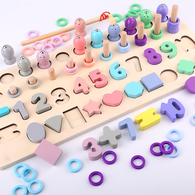 Đồ chơi trí tuệ - Đồ chơi giáo dục - Giáo cụ Montessori - câu cá, số, hình học, phép tính MK01