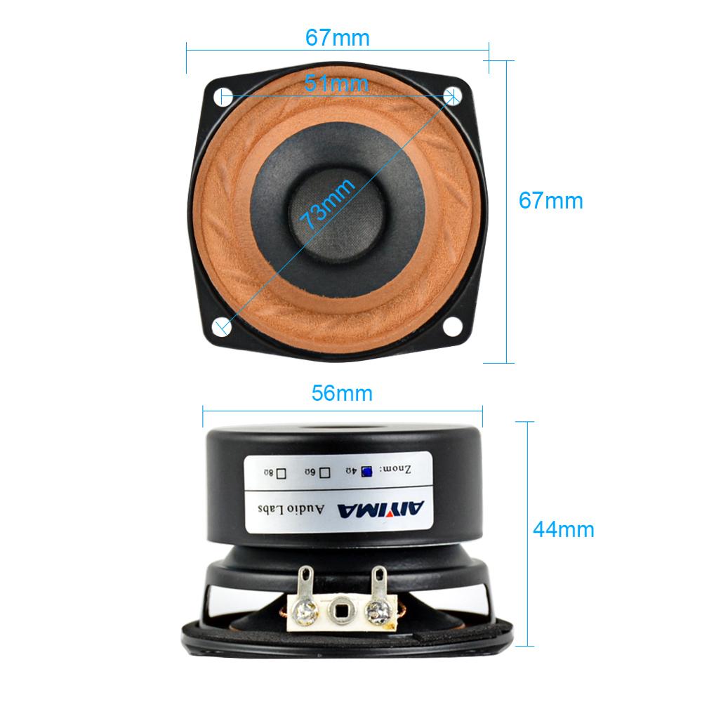 AIYIMA 2.5 inch 15W Loa di động Audio 4ohm 8ohm Full Range Hifi Bass Mini Loa DIY cho Nhà hát tại nhà 2PCS Color: 8 Ohm