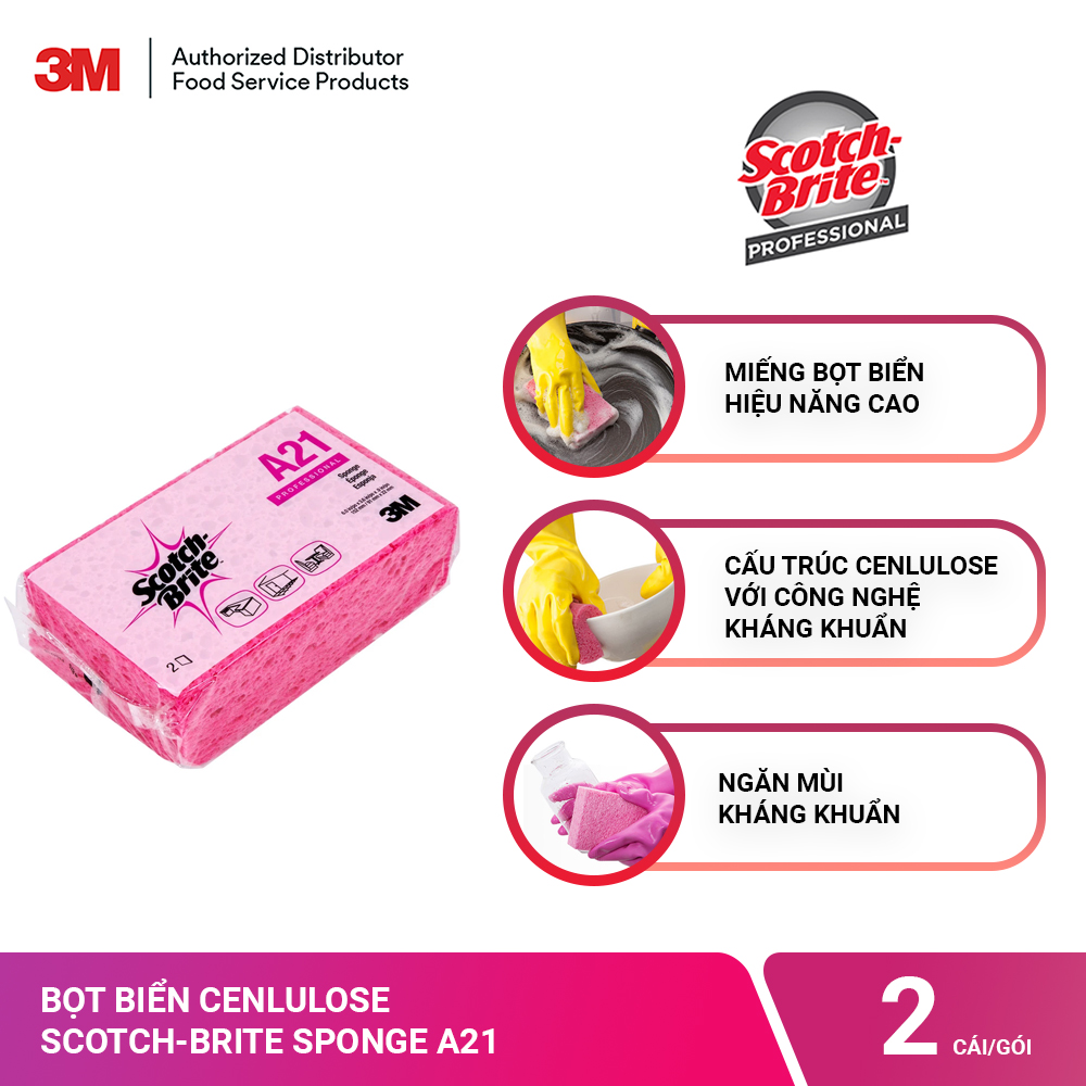 Miếng Bọt Biển Kháng Khuẩn 3M Scotch Brite Professional A21