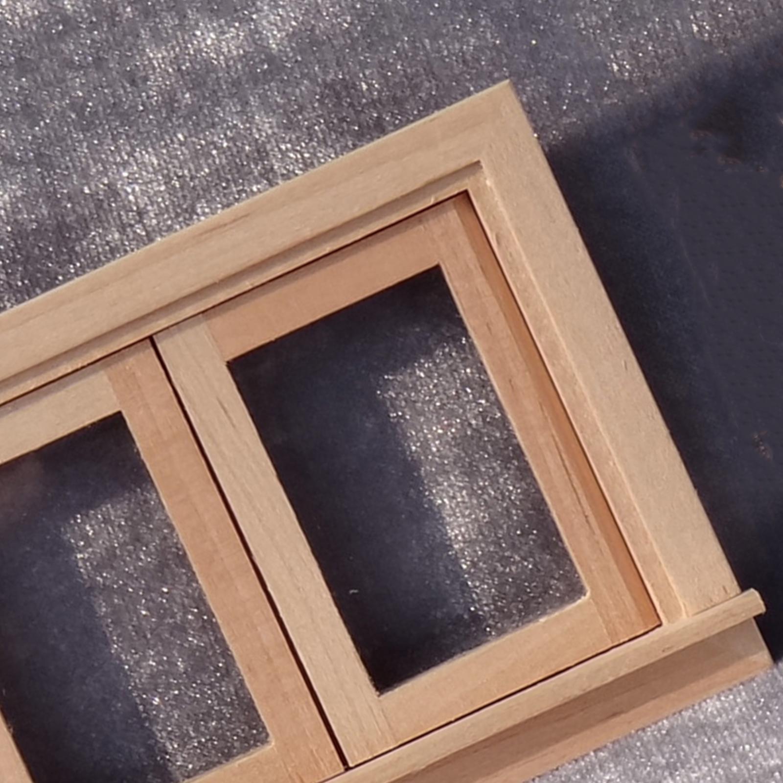 12th Wooden Window Frame Dollhouse Room House Accessories Kids Pretend Toys