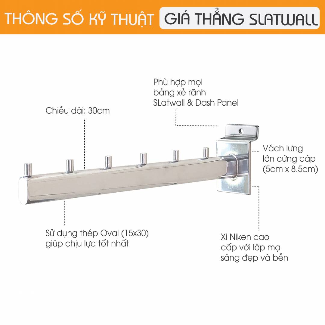 Giá treo Oval thẳng cài tấm SMLIFE Slatwall