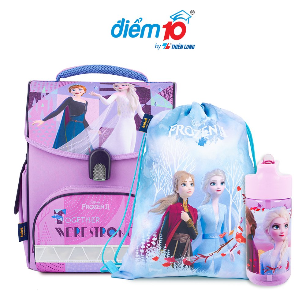 Combo cặp chống gù Thiên Long Điểm 10 Jolly kèm túi rút bình nước Frozen