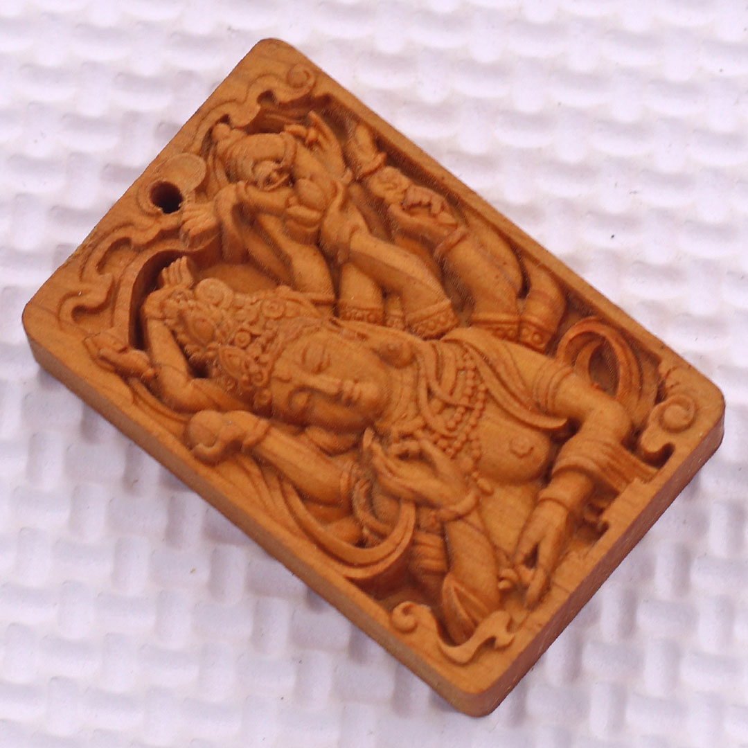 Mặt dây chuyền Quan âm nghìn tay nghìn mắt gỗ hoàng đàn kèm vòng cổ dây dù, mặt dây chuyền phong thủy, mặt dây chuyền gỗ