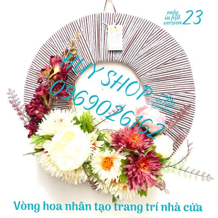 VÒNG HOA NHÂN TẠO TRANG TRÍ TREO TƯỜNG 40CM 17-23