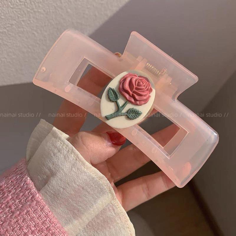 Sét 2 Kẹp cá mập đính đá hoa hồng