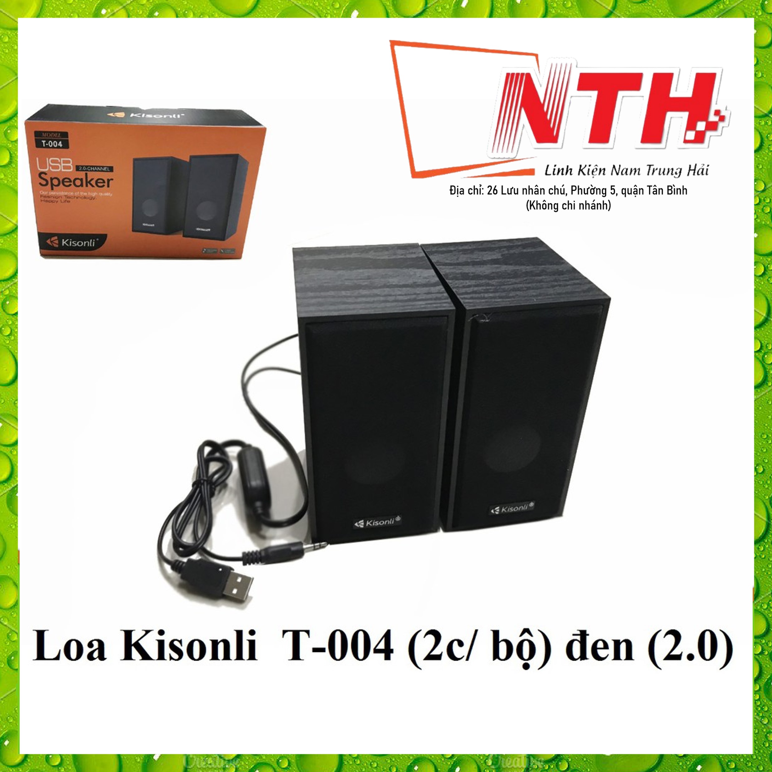 Bộ loa KISONLI T-004 2.0 ( 2 cái/ bộ ) màu đen