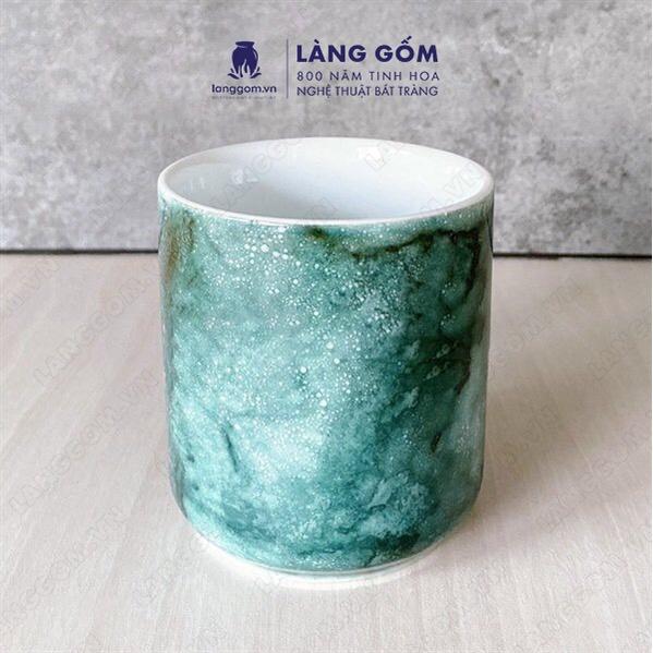 Cốc uống nước, Ly sứ vân đá dáng cốc trụ - Gốm sứ Bát Tràng cao cấp - Làng Gốm Bát Tràng