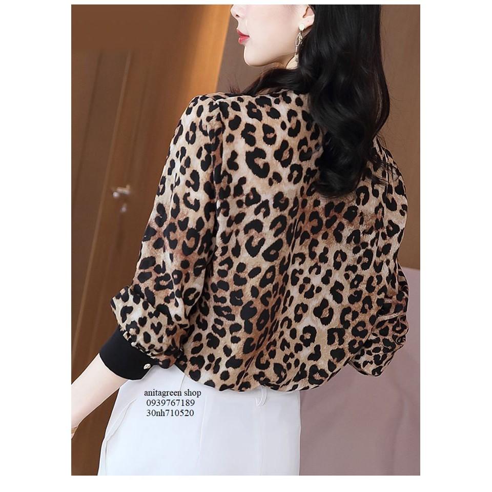 Nh710520-SƠ MI NỮ BEO TAY DÀI