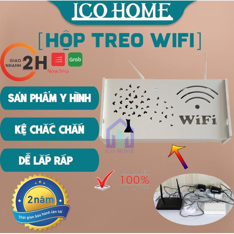 Hộp đựng wifi treo tường KHÔNG CẦN KHOAN thiết kế hình lá trái tim nhỏ gọn kiểu mới sang trọng - ICO HOME